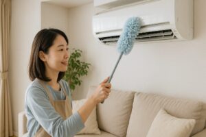 リビングとエアコンのホコリ掃除